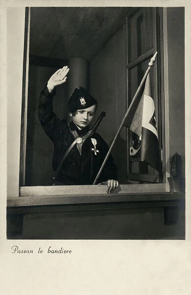 WW2 - Fascist Italian Propaganda - Young Patriot saluting