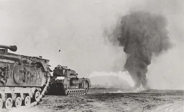 WW2 - Tank flamethrowers in action in Holland, 1945