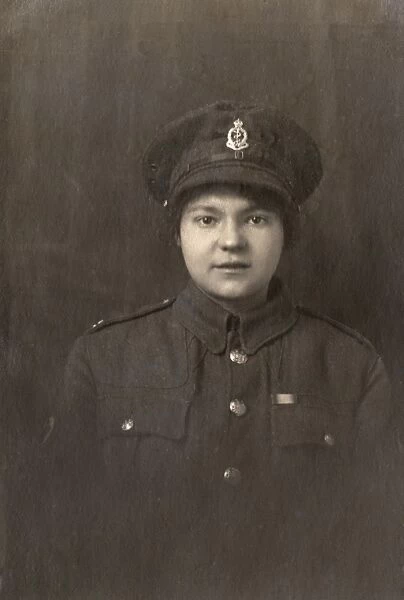 Young woman in British soldiers uniform, WW1