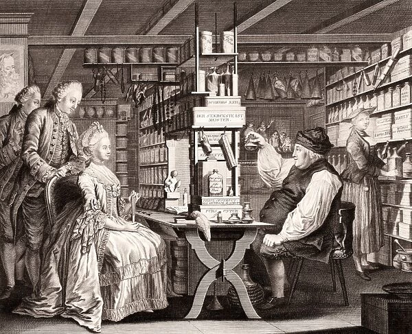 18th Century pharmacy, historical artwork C013  /  9557