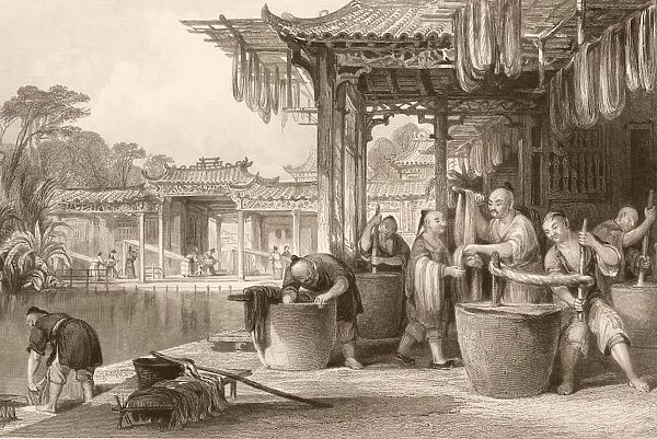 Dyeing and winding silk in China, 1840s C016  /  8980