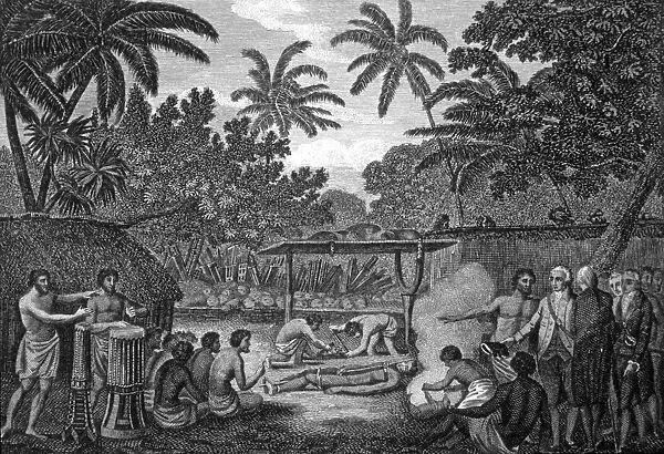 Human sacrifice in Tahiti, artwork