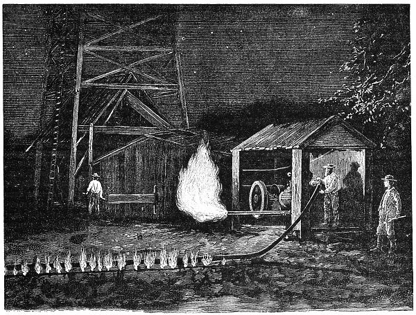 Natural gas well, 19th century