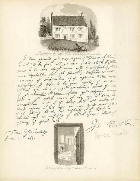 Newtons birthplace and 1682 letter