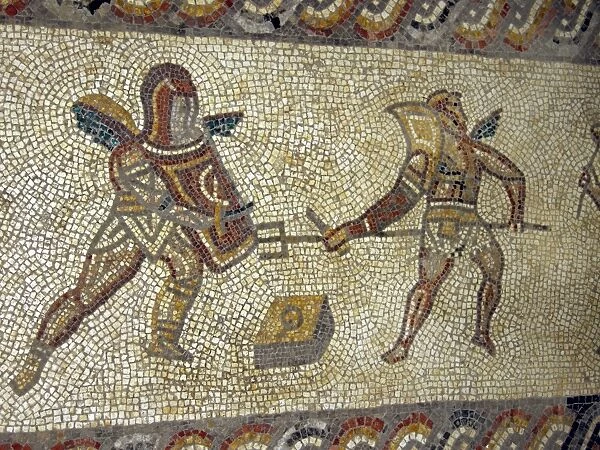 Roman mosaic of gladiators