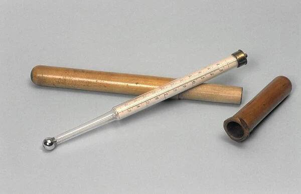 Thermometer with wooden case, circa 1870 C017  /  0748