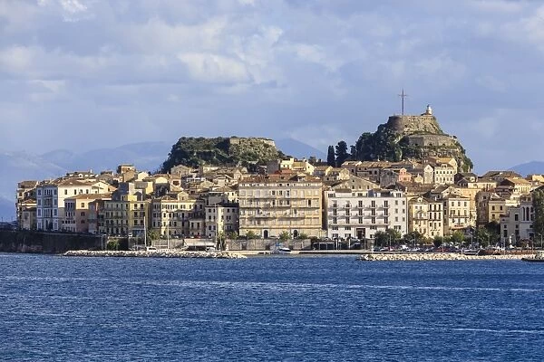 Waterfront, Old Fortress and Old Town from the sea, Corfu Town, UNESCO World Heritage Site