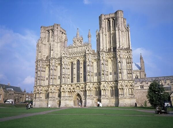 West front, Wells Cathedral, Wells, Somerset, England, United Kingdom, Europe