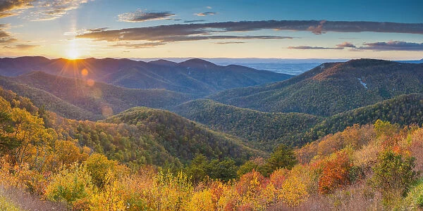 Autumn Sunset, Blue Ridge Mountains, Shenandoah National Park, Virginia, USA