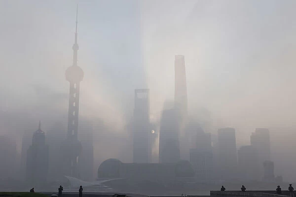 China, Shanghai, The Bund, Pudong Skyline across the Huangpu River