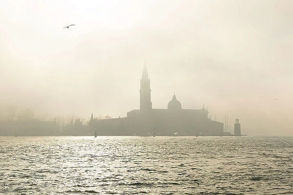 San Giorgio Maggiore in the mist. Venice, Veneto, Italy, Europe