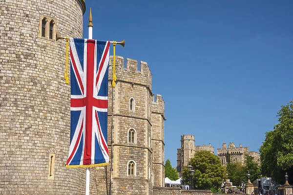 UK, England, Berkshire, Windsor, Windsor Castle, Decorations for wedding of Prince Harry