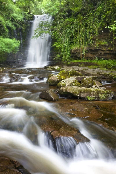 Waterfall on the Caerfanell near Blaen-y-glyn, Brecon Beacons National Park, Powys, Wales