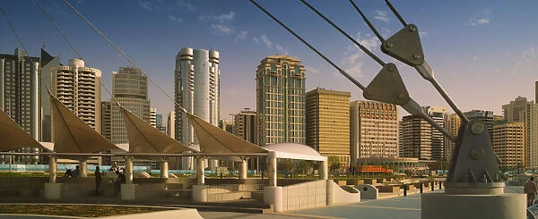 20074389. UAE Abu Dhabi City centre skyline along the Corniche
