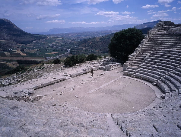 20080169. ITALY Sicily Trapani Ruins of a Greek amphitheatre at Segesta