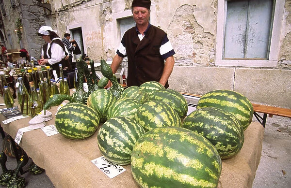 20080953. CROATIA Istria Buset Man selling watermelons