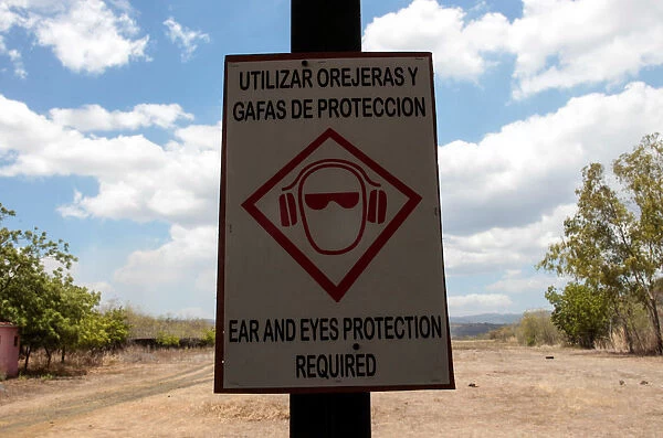 A sign is seen at Magnum Shooting range in Managua