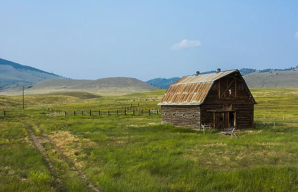 Butte Montana old worn barn in farm county of MT