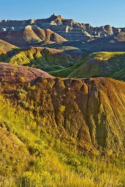 colored hills, Badlands Loop Trail, Badlands National Park, South Dakota, USA