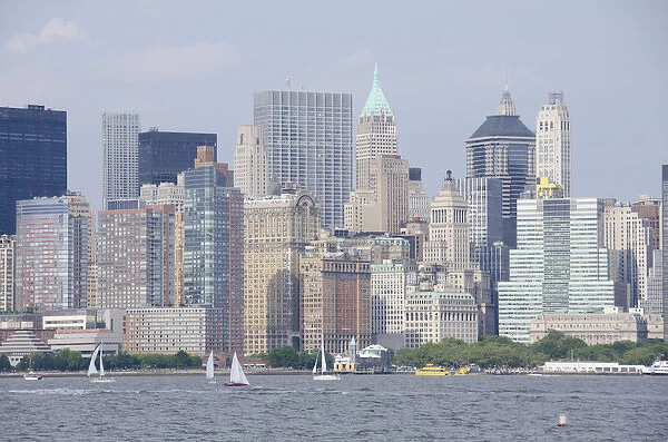 New York, New York City, The Battery. New York City skyline from the Hudson River