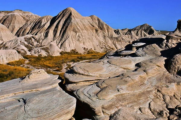 North America, USA, Nebraska, Crawford, Toadstool Geologic Park, Swirling Rock Patterns