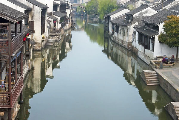Traditional houses along the Grand Canal, Nanxun Ancient Town, Zhejiang Province, China
