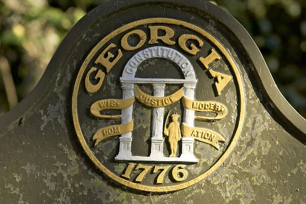 USA, Georgia, Savannah, historic district, state seal 1776