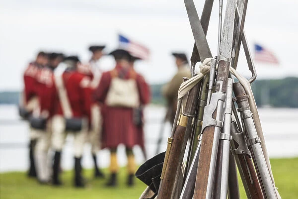 USA, Massachusetts, Cape Ann, Gloucester. Re-enactors of the Battle of Gloucester