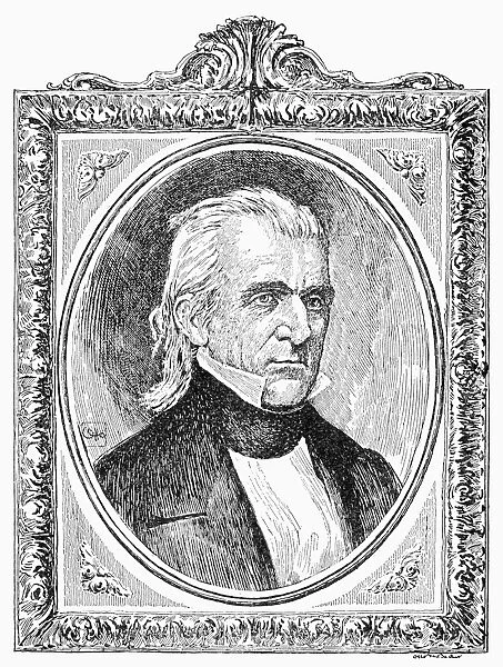 11th President of the United States. Line engraving, 19th century