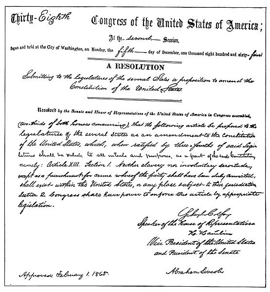 13th AMENDMENT, 1865