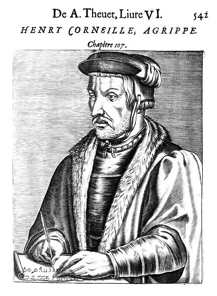 (1486?-1535). Heinrich Cornelius Agrippa von Nettesheim, German physician and philosopher. Line engraving, French, 1584