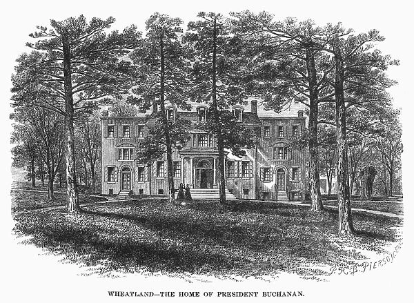 15th President of the United States. Wheatland, the home of Buchanan. Wood engraving, 19th century