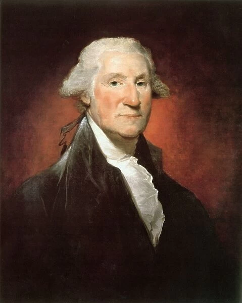 (1732-1799). 1st President of the United States. Oil on canvas, 1795, by Gilbert Stuart, known as the Vaughan portrait