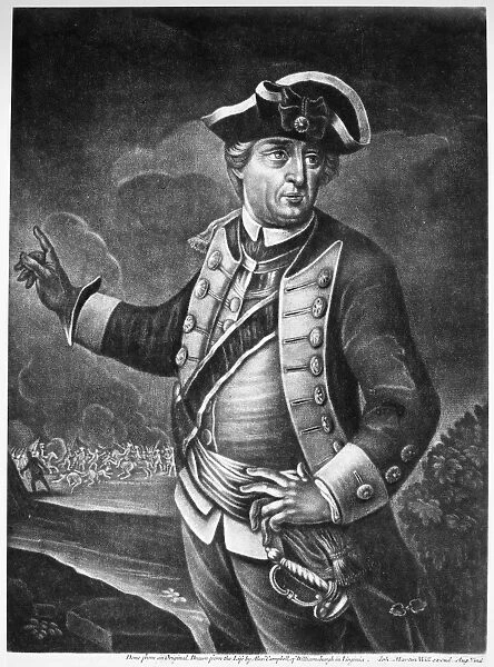 (1732-1799). 1st President of the United States. General Washington as Commander in Chief of the Continental Army. Mezzotint, English, 1775