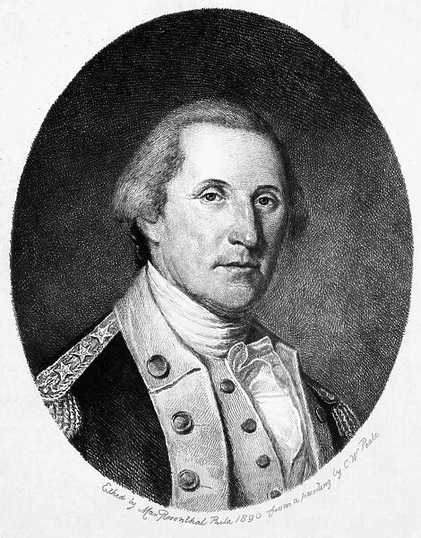 (1732-1799). First President of the United States. Etching, 1890, by Max Rosenthal after Charles Willson Peale
