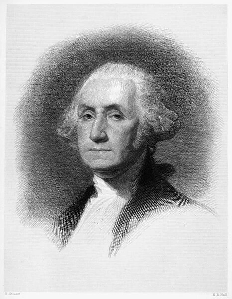(1732-1799). First President of the United States. Steel engraving, 19th century, after Gilbert Stuart