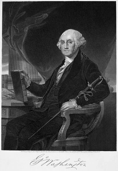 (1732-1799). First President of the United States. Steel engraving, 1870