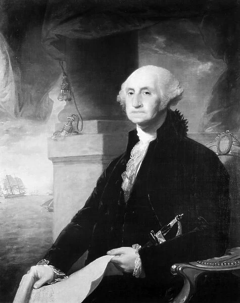 (1732-1799). First President of the United States. Oil on canvas by Gilbert Stuart