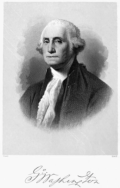 (1732-1799). First President of the United States. Steel engraving, 19th century