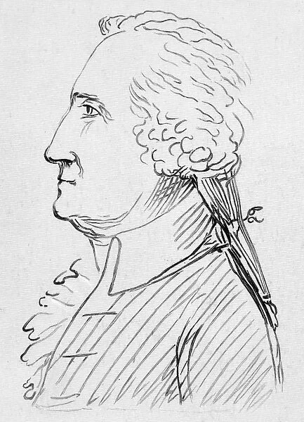 (1732-1799). First President of the United States. Pen-and-ink drawing, possibly by Benjamin Latrobe (1764-1820)