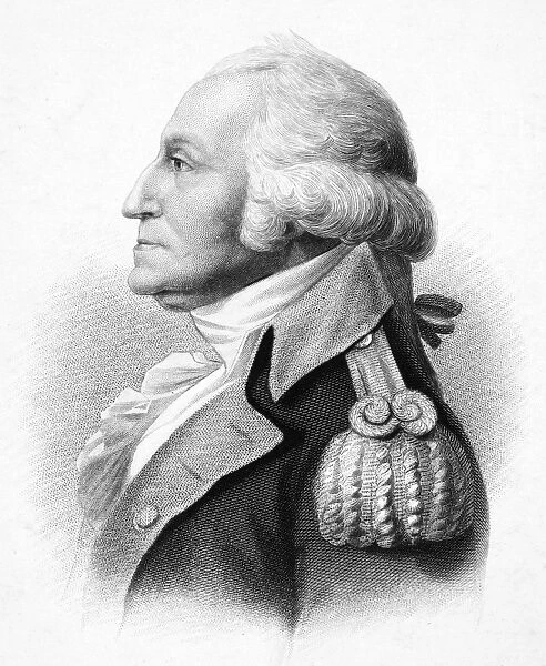 (1732-1799). First President of the United States. Steel engraving, after Charles Balthazar Julien Fevret de Saint-Memin