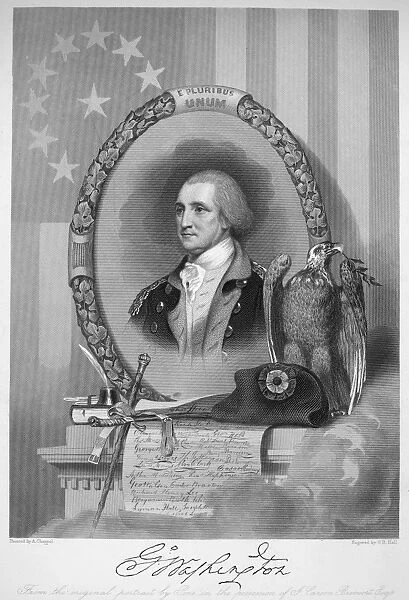 (1732-1799). First President of the United States. Steel engraving, 1856, after Robert Edge Pine