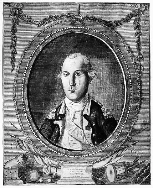 (1732-1799). First President of the United States. Line engraving after a drawing by Benjamin Blyth, c1782