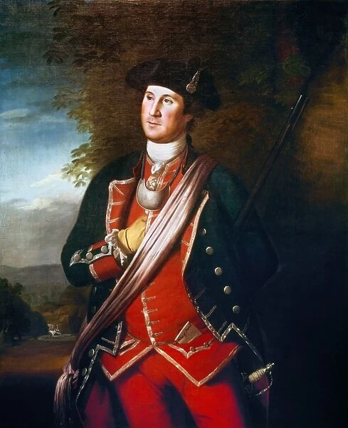 (1732-1799). Washington as a colonel in the Virginia militia. Oil on canvas, 1772, by Charles Willson Peale