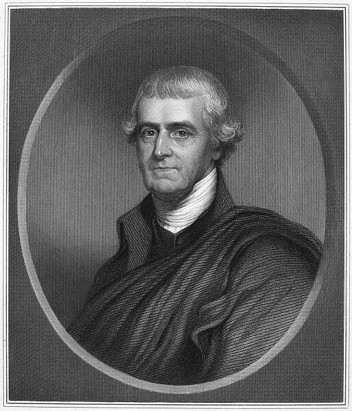 (1732-1805). American physician and statesman. Stipple engraving, 19th century