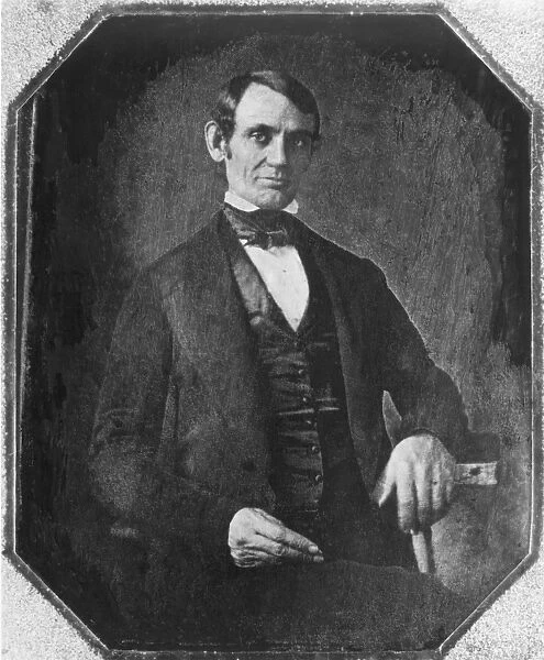 (1809-1865). 16th President of the United States. The earliest known photograph of Abraham Lincoln, a daguerreotype, c1846-48, attributed to N. H. Shepherd of Springfield, Illinois