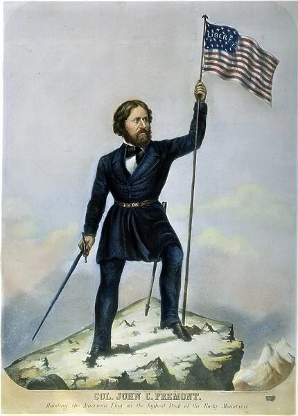 (1813-1890). American explorer, Army officer, and politician. Colored lithograph published in 1856 for the benefit of Fremonts presidential campaign