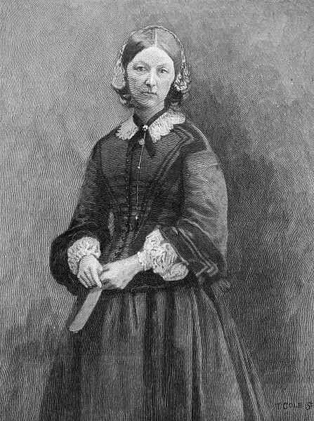 (1820-1910). English nurse, hospital reformer, and philanthropist. Wood engraving, 1882, by Timothy Cole