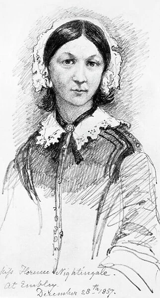 (1820-1910). English nurse. Pencil drawing by Sir George Scharf, 1857