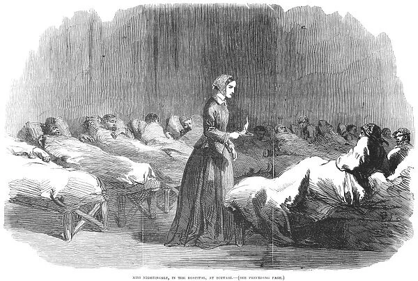 (1820-1910). English nurse. Wood engraving from an English newspaper of 1855